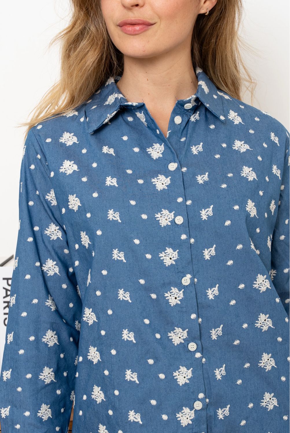 The Rebecca Embroidered Shirt In Denim Blue