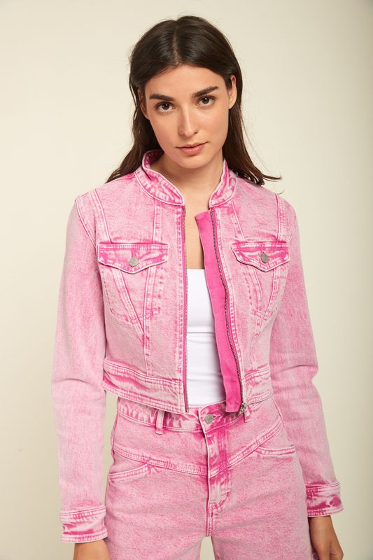 Toxik Denim Jacket In Pink
