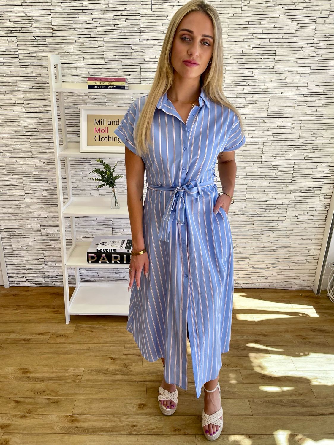 The Rachel Pinstripe Shirt Dress