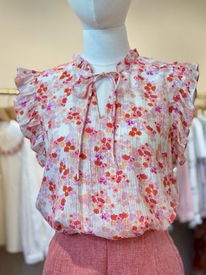 The Rebecca Ditsy Print Top In Lilac And Coral