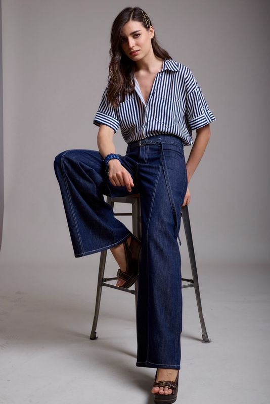 Toxik Dark Indigo Flare With Buckle Belt