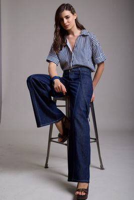 Toxik Dark Indigo Flare With Buckle Belt