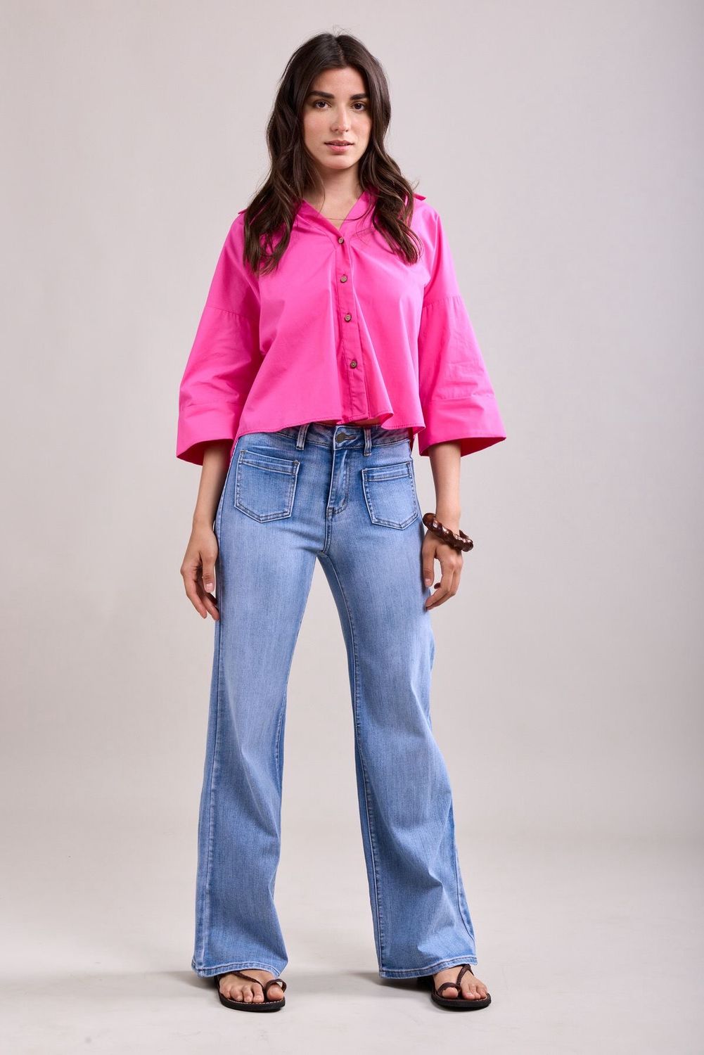Toxik High Waisted Two Pocket Flare Jeans in Light Wash