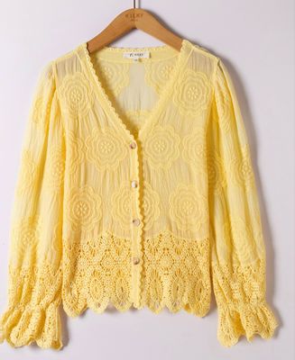 The Annabelle Broderie Anglaise Blouse In Lemon