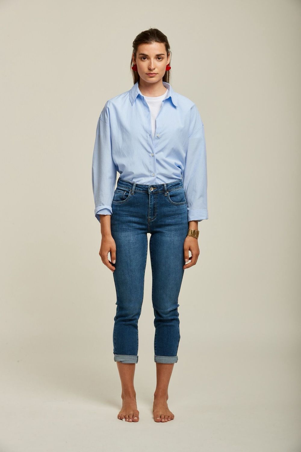 Toxik Boyfriend Jeans In Mid Wash Denim