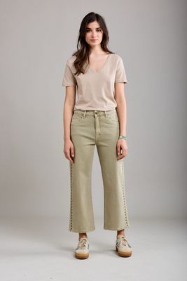 Toxik Wide Leg Crop Jeans in Khaki
