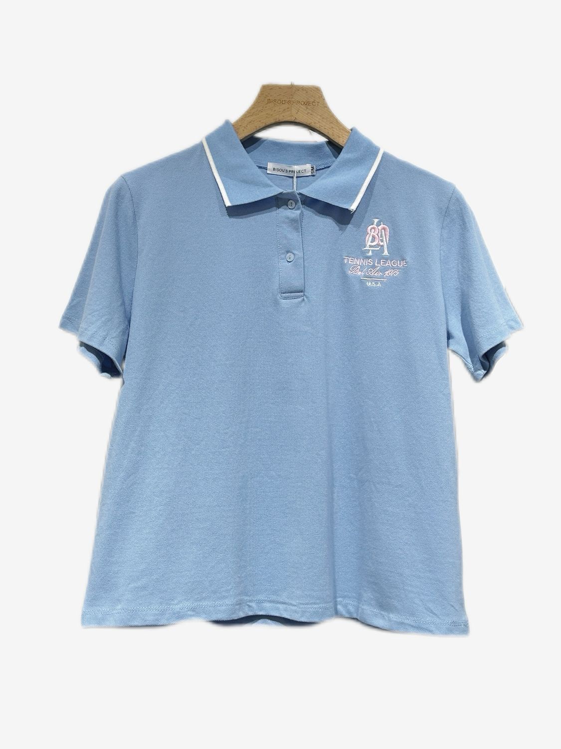 Sarah’s Wimbledon Choice ‘ The Tennis Club ‘ Polo Tee In Baby Blue
