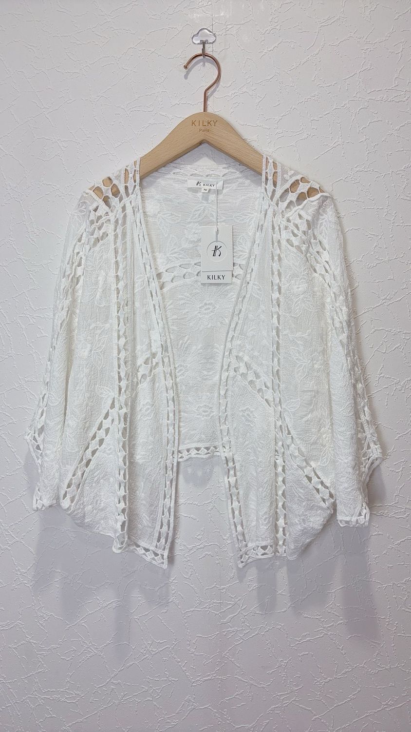The Ava Crochet Cardigan In White