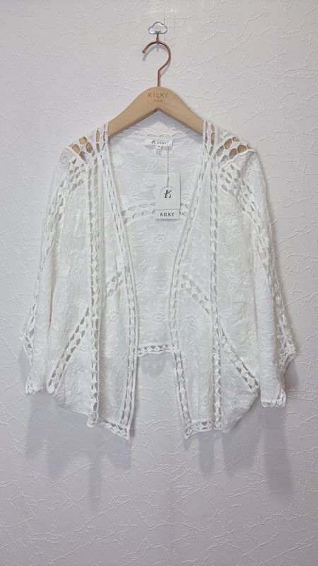 The Ava Crochet Cardigan In White
