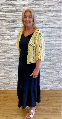 The Ava Crochet Cardigan In Lemon