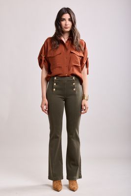 Toxik Military Flare Jean In Khaki