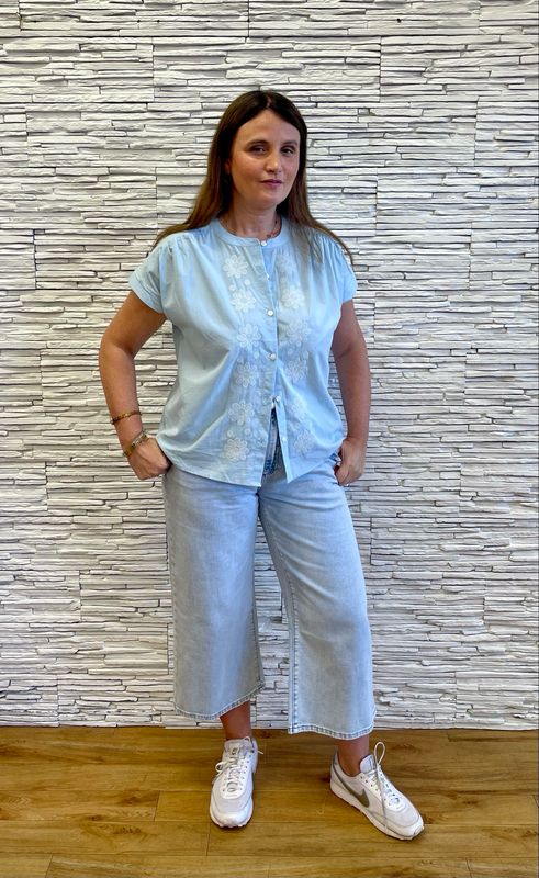 The Rochelle Embroidered Blouse In Sky