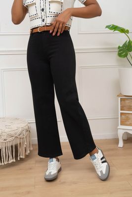 Rose Wide Leg Crop Jeans in Black