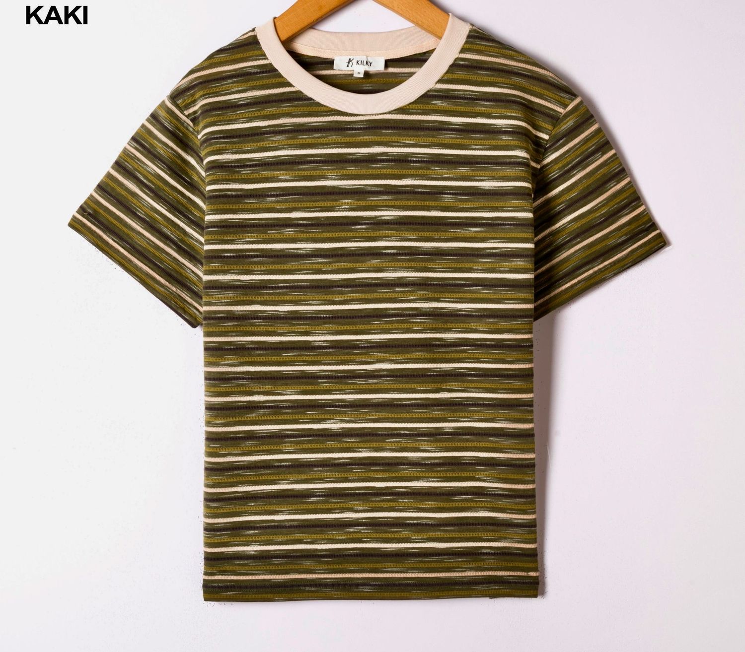 The Ella Stripe T-Shirt in Khaki