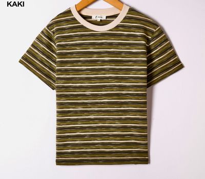 The Ella Stripe T-Shirt in Khaki