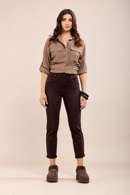 Toxik Boyfriend Jeans In Chocolate Brown