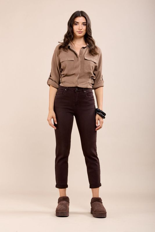 Toxik Boyfriend Jeans In Chocolate Brown