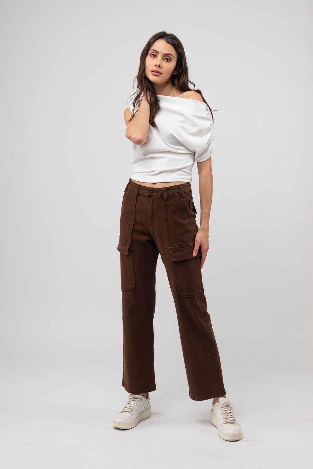 Toxik Cargo Jeans in Chocolate Brown