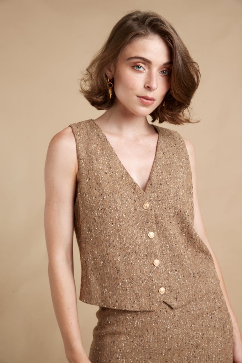 The Chloe Chanel Inspired Waistcoat In Camel