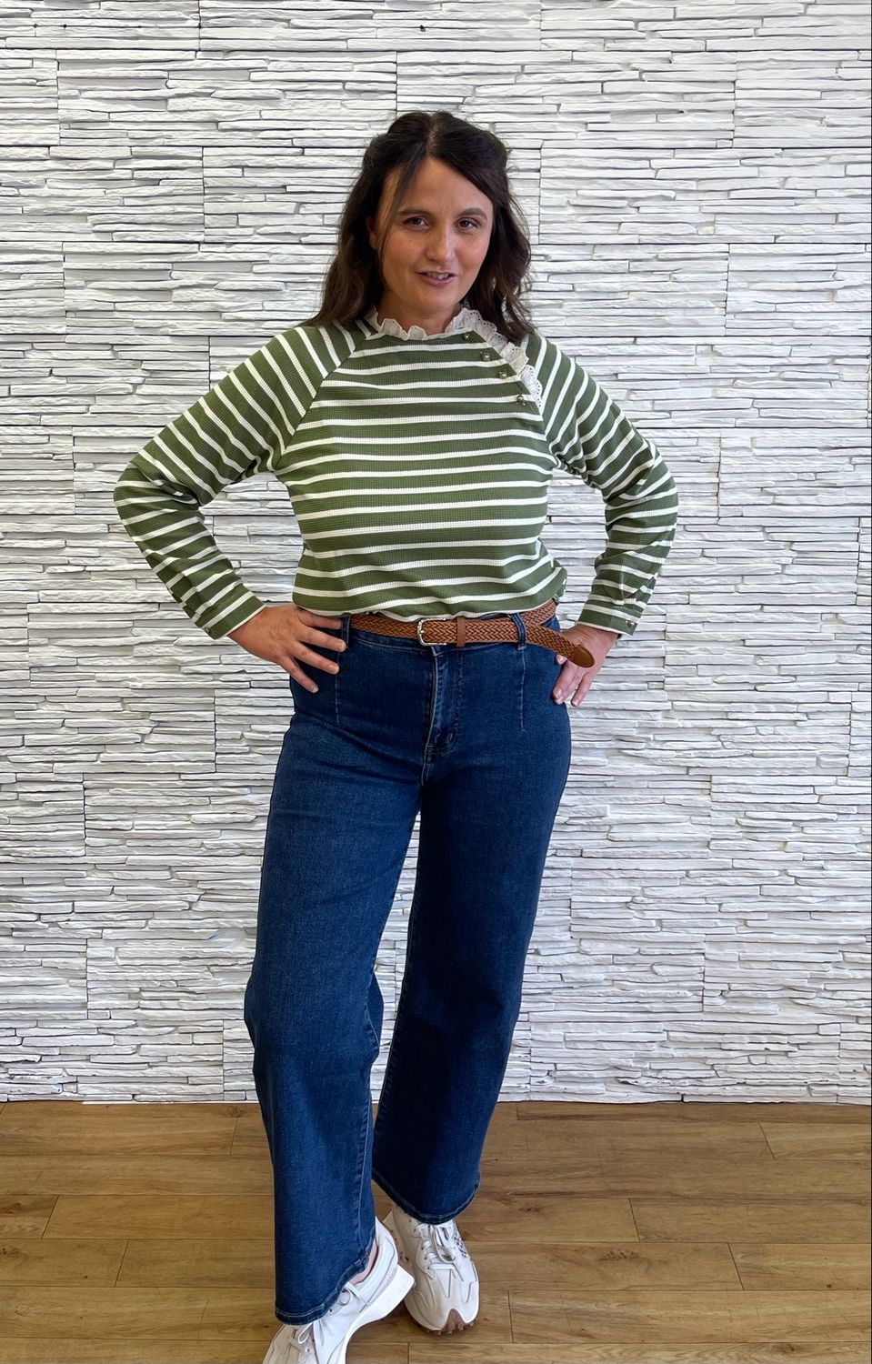 The Jane Nautical Top In Sage Green