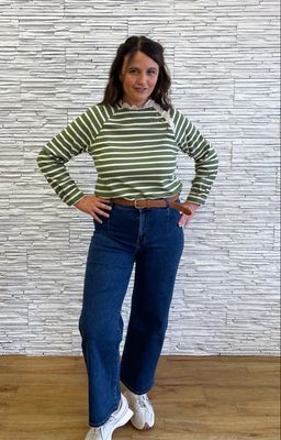 The Jane Nautical Top In Sage Green