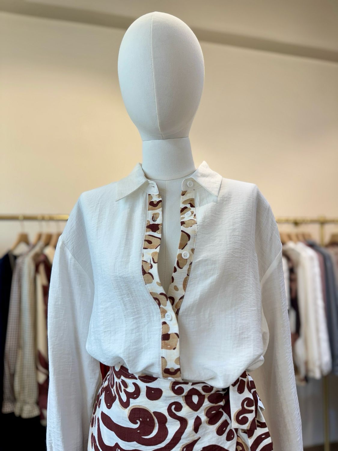 The Ella Animal Print Shirt In White