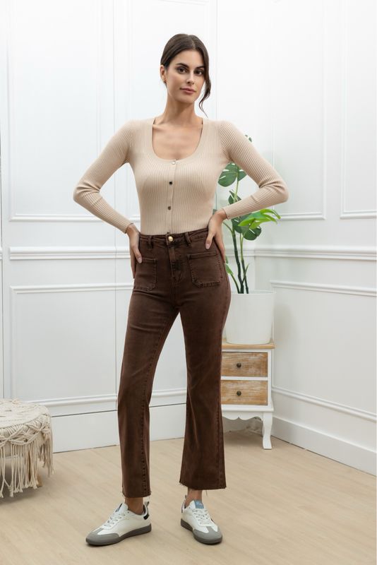 Rose Two Pocket Jean In Chocolate Brown