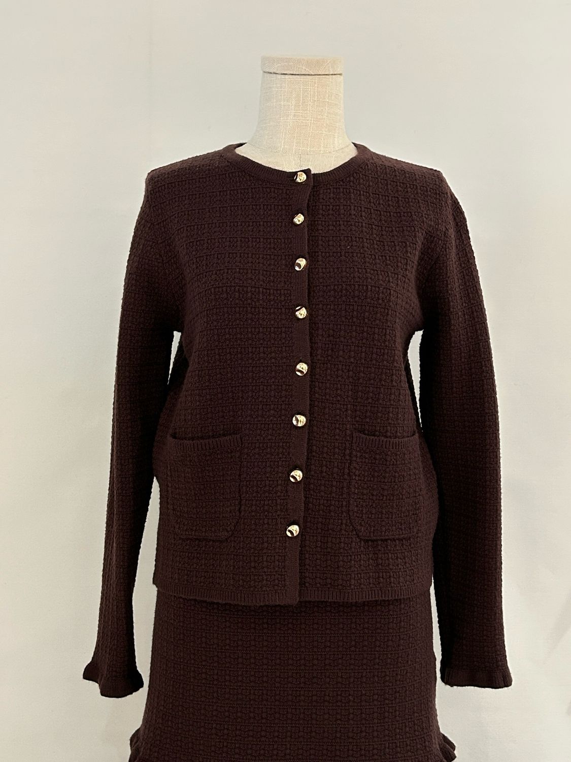 The Emily Two Pocket Cardigan In Chocolate Brown