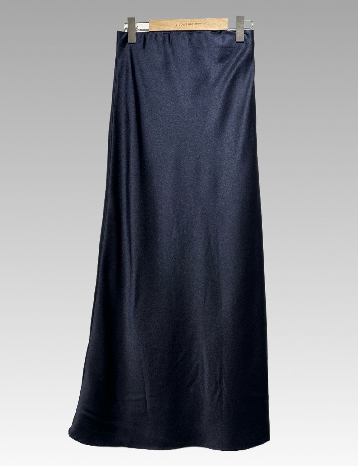 The Aoife Bias Cut Satin Skirt In Navy