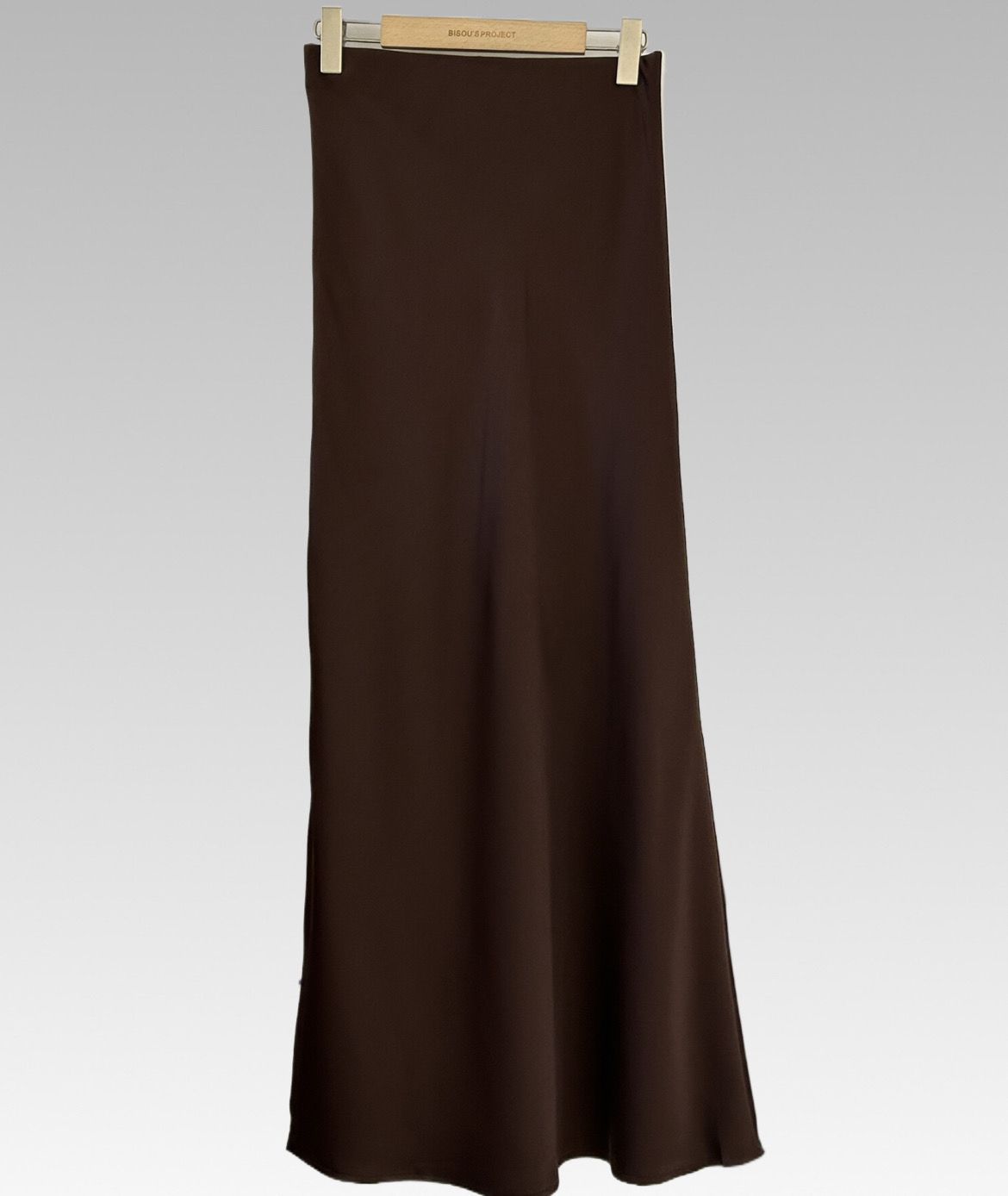 The Aoife Bias Cut Satin Skirt In Dark Chocolate Brown
