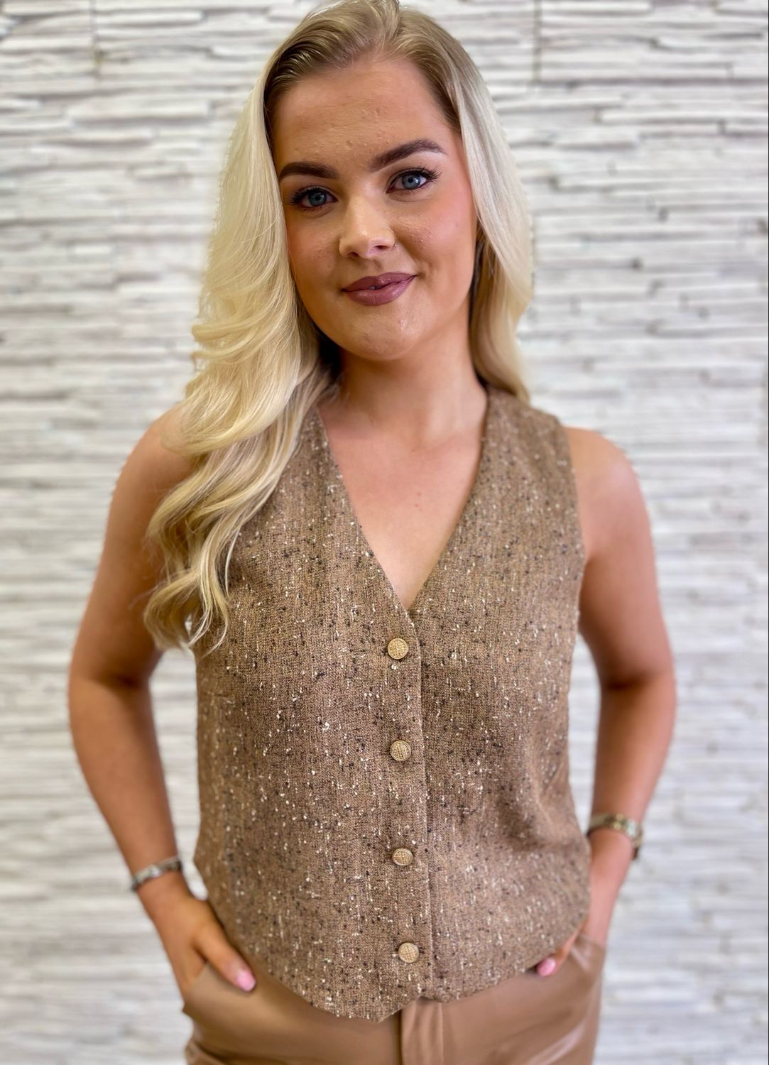 The Chloe Chanel Inspired Waistcoat In Camel