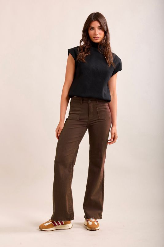 Toxik High Waisted Two Pocket Brown Flare Jeans