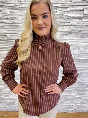 The Abigail Breton Stripe Shirt In Chocolate