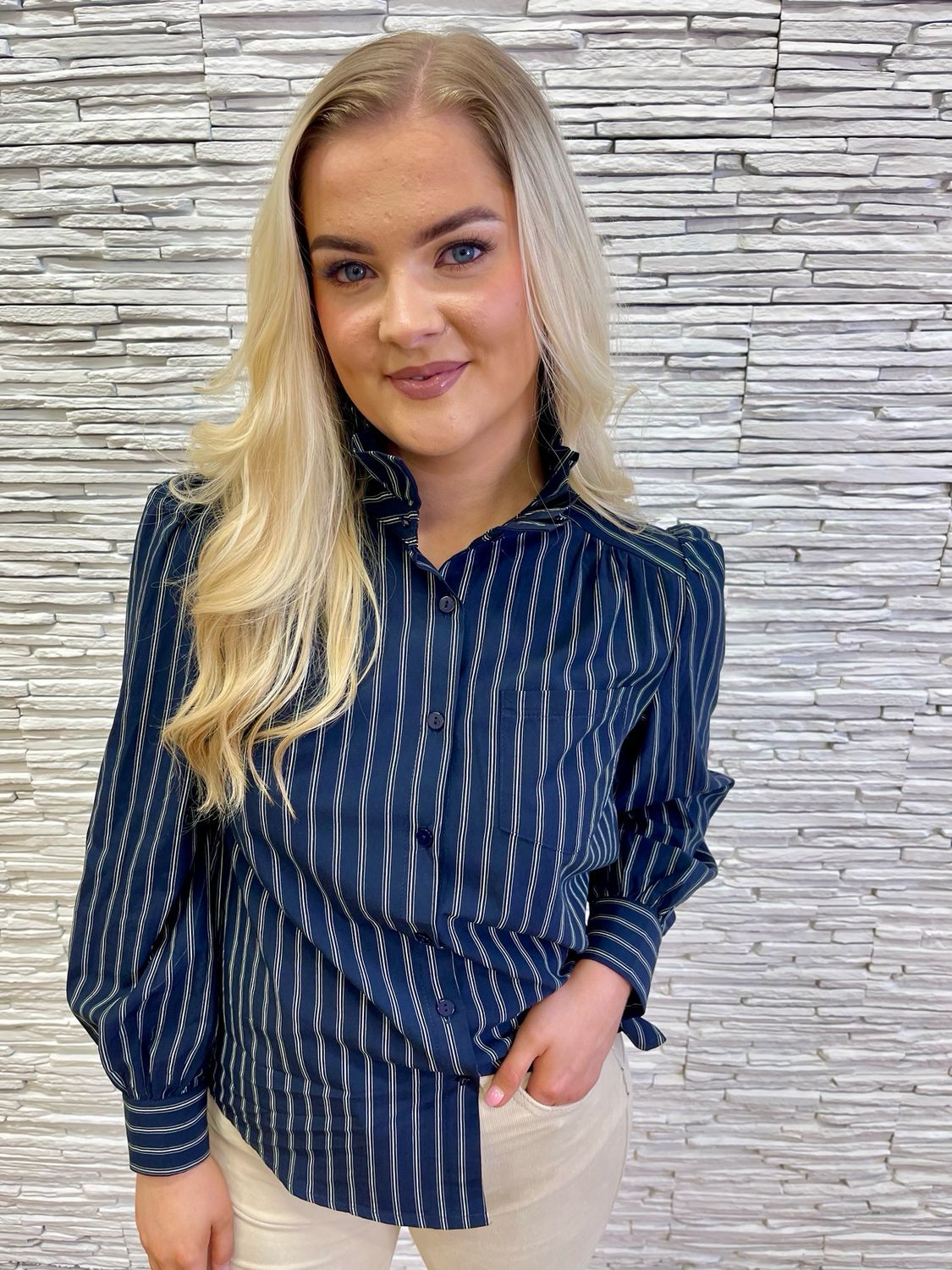 The Abigail Breton Stripe Shirt In Navy