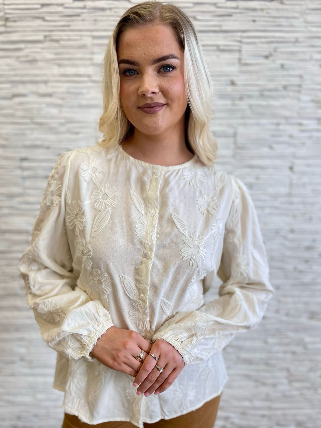 The Ella Embroidered Blouse In Off White