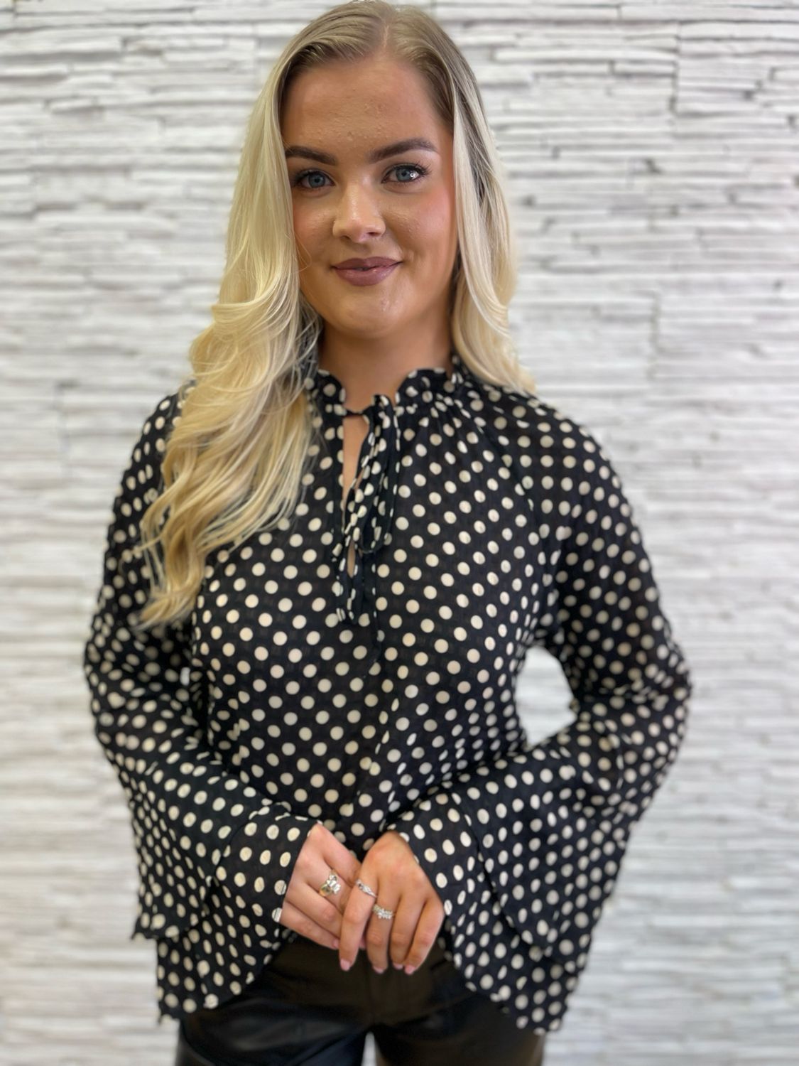 The Julia Polka Dot Blouse In Black