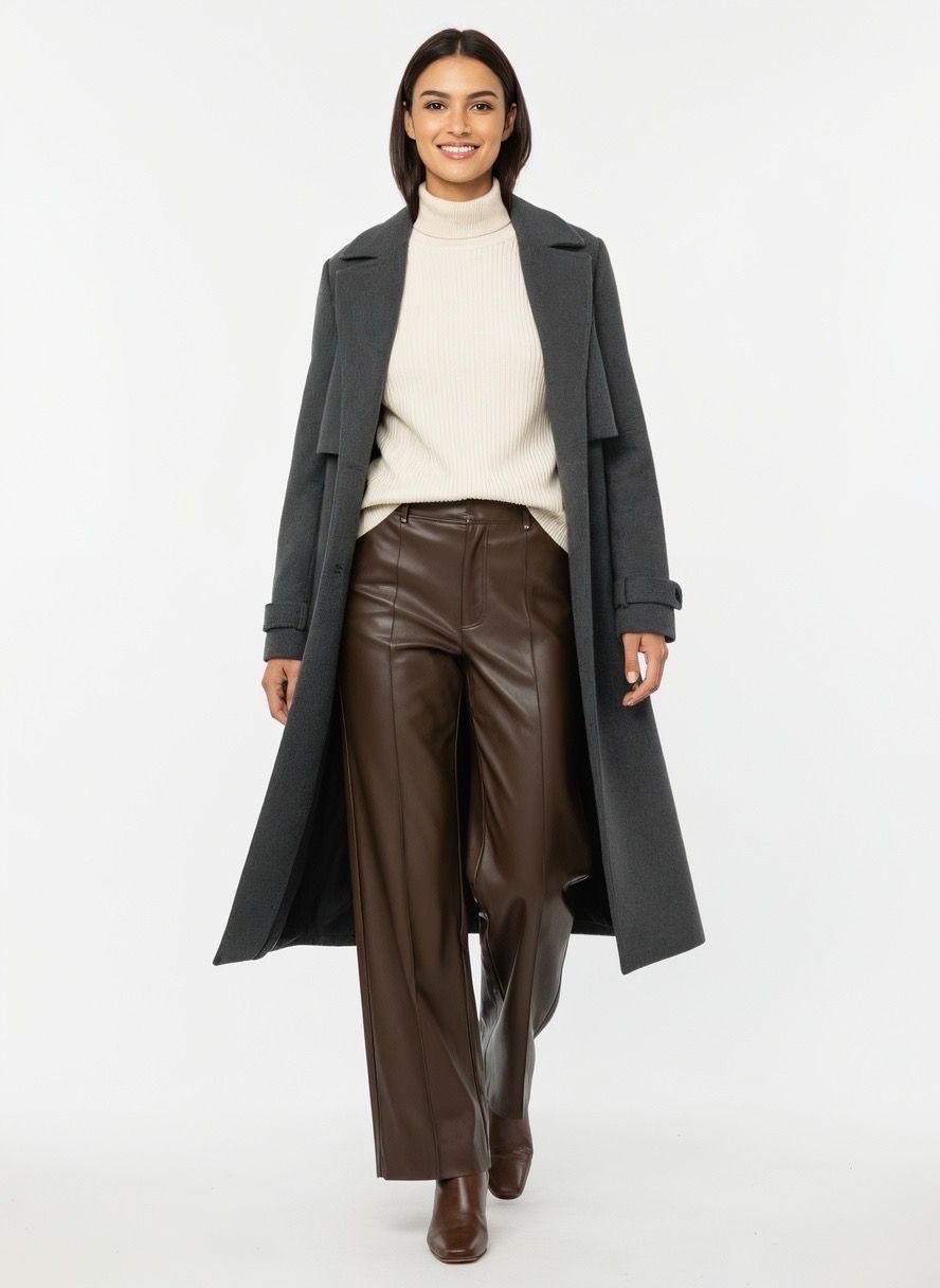 The Aston Faux Leather Trousers In Chocolate
