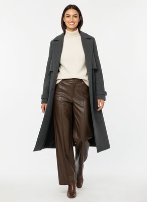 The Aston Faux Leather Trousers In Chocolate