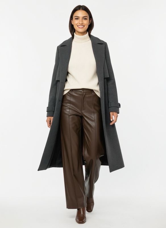 The Aston Faux Leather Trousers In Chocolate