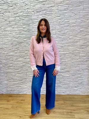 The Tilly Soft Knit Cardigan In Soft Pink