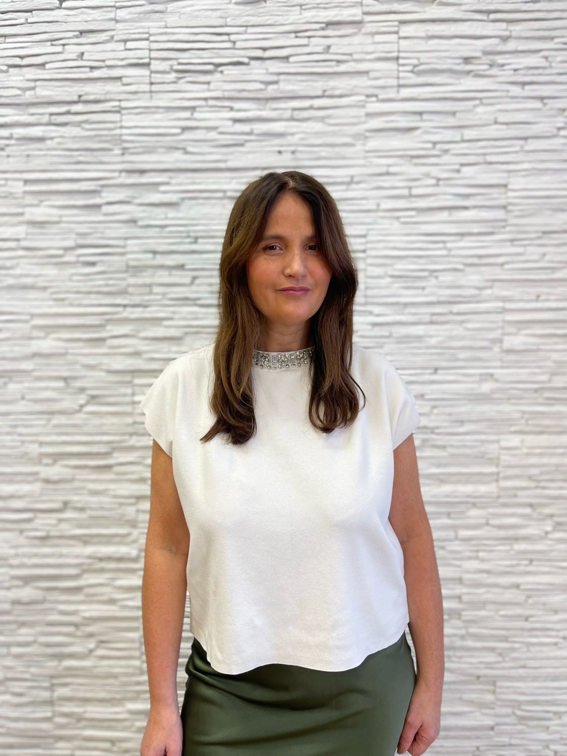 The Riley Embellished Top In Off White