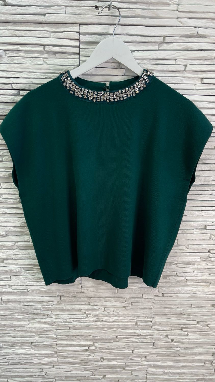 The Riley Embellished Top In Forest Green