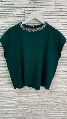 The Riley Embellished Top In Forest Green