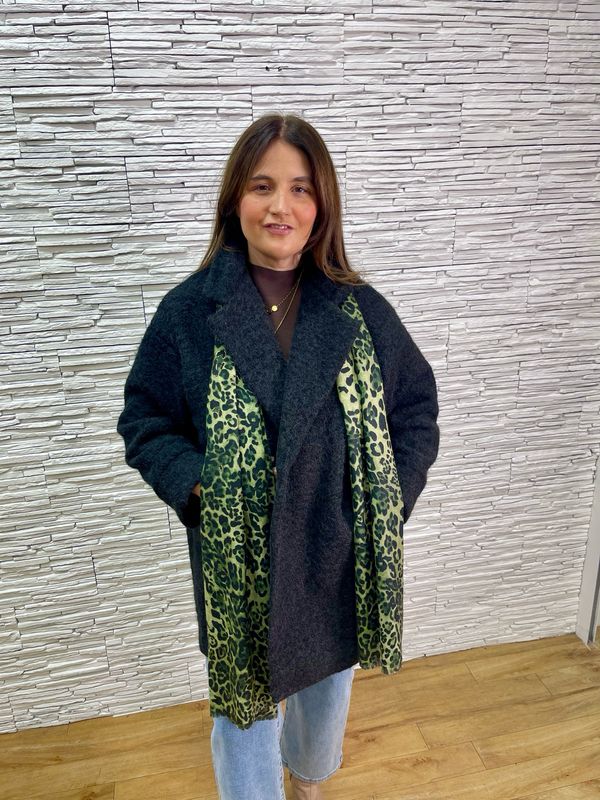 The Gloria Leopard Print Scarf In Green