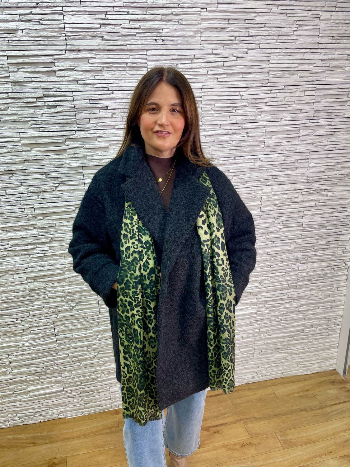 The Gloria Leopard Print Scarf In Green