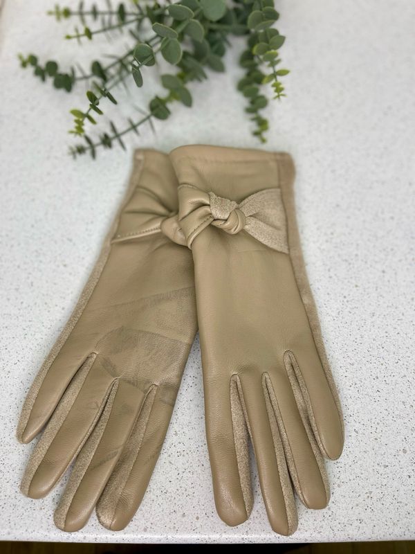 The Beige Suedette Knot Gloves
