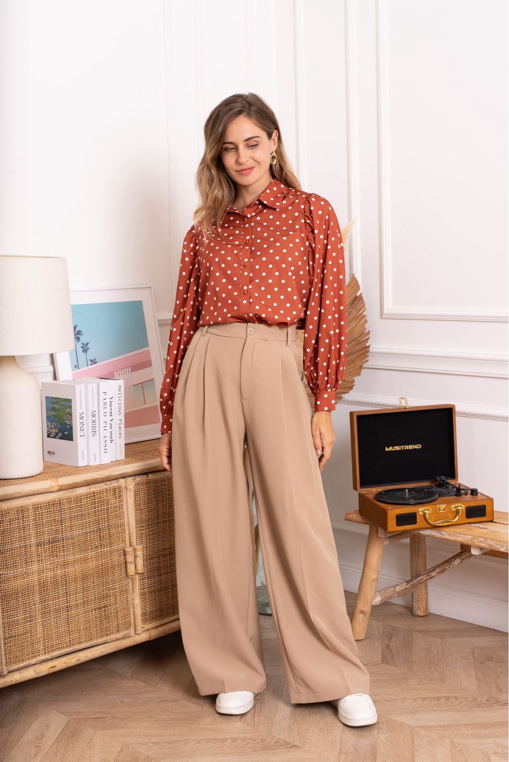 The Baker Wide Leg Pants In Camel