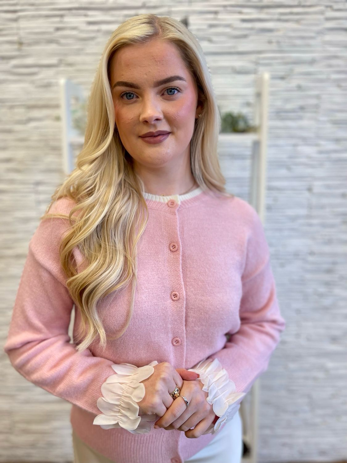 The Tilly Soft Knit Cardigan In Soft Pink