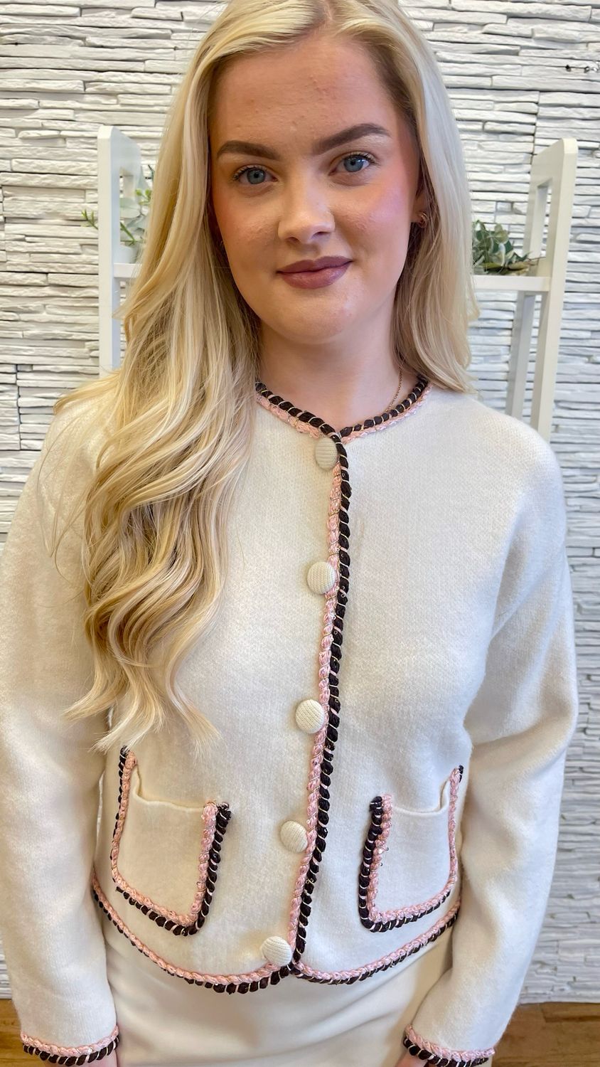 The Chrishell Chanel Inspired Cardigan In Winter White