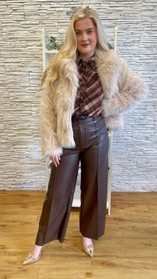 The Aston Faux Leather Trousers In Chocolate